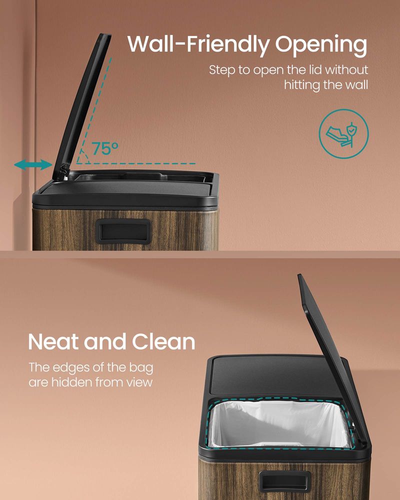 Køkkenskraldespand med 2 x 8 gallon, pedal og to inderspande, produktvisning 43 | Noreva Home