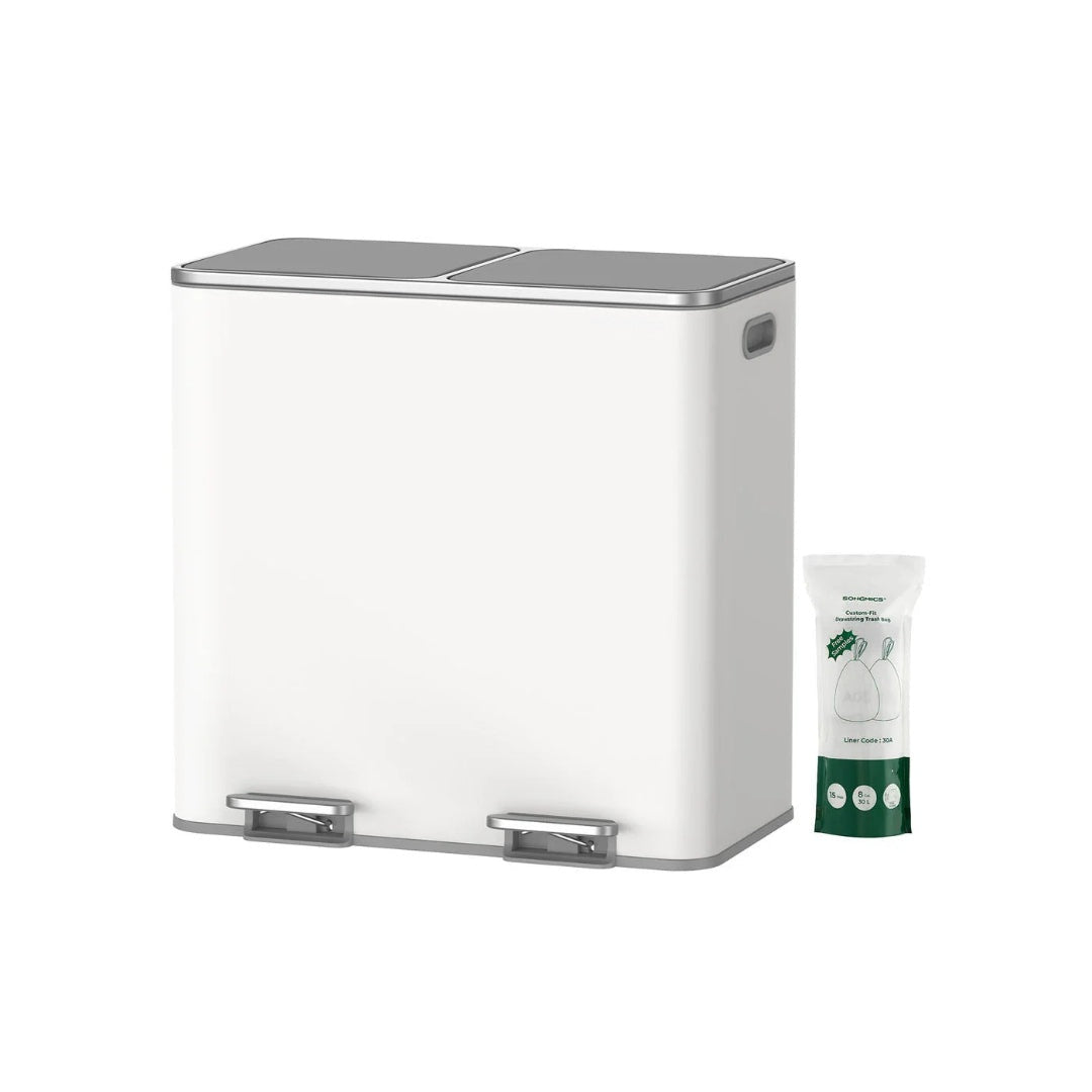 Køkkenskraldespand med pedal og to rum, 2 x 10,6 gallon, produktvisning 3 | Noreva Home