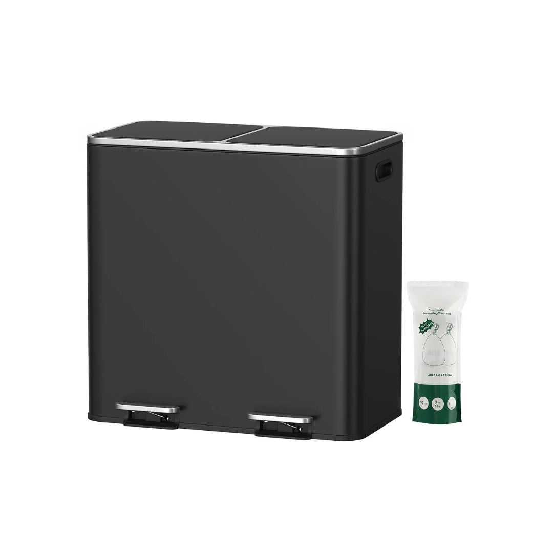 Køkkenskraldespand med pedal og to rum, 2 x 10,6 gallon, produktvisning 5 | Noreva Home