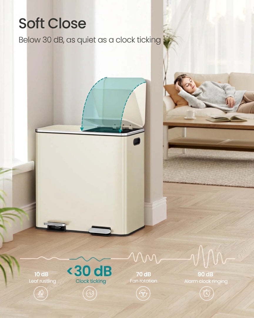 Køkkenskraldespand med pedal og to rum, 2 x 10,6 gallon, produktvisning 23 | Noreva Home