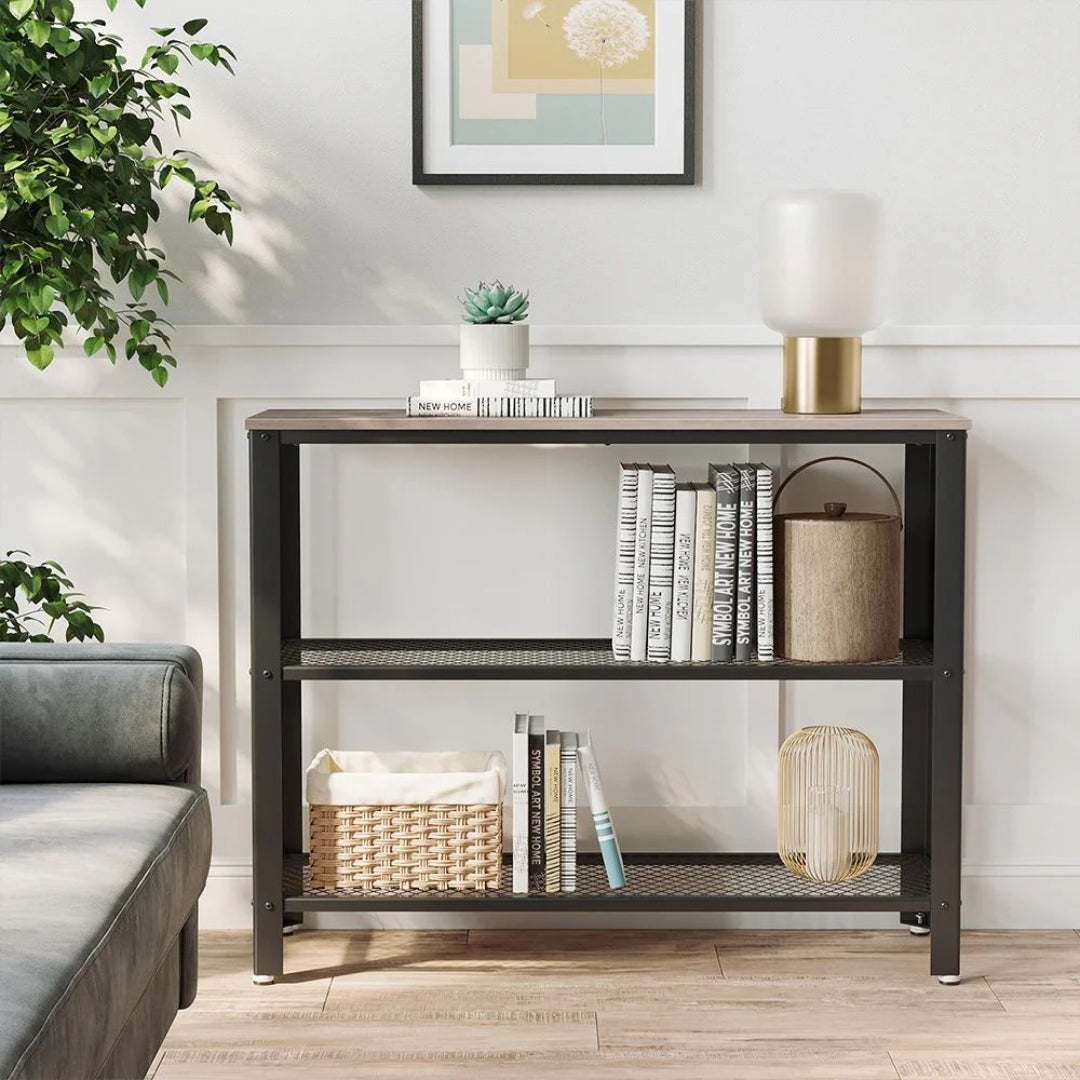 Konsolbord i 3 niveauer med trådhylder, 40 in bredt, produktvisning 4 | Noreva Home