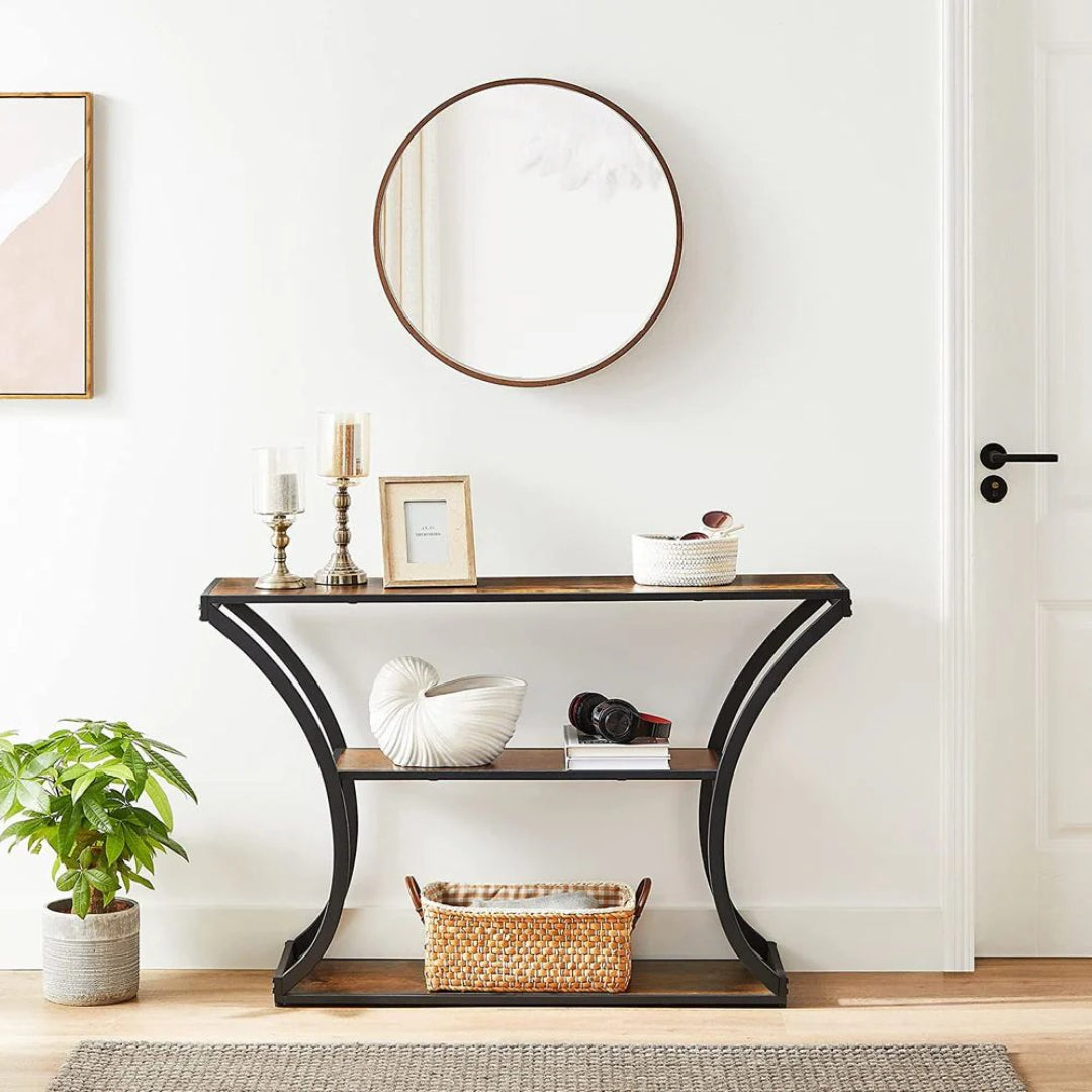 Konsolbord med buet stålstel og 2 hylder, produktvisning 3 | Noreva Home