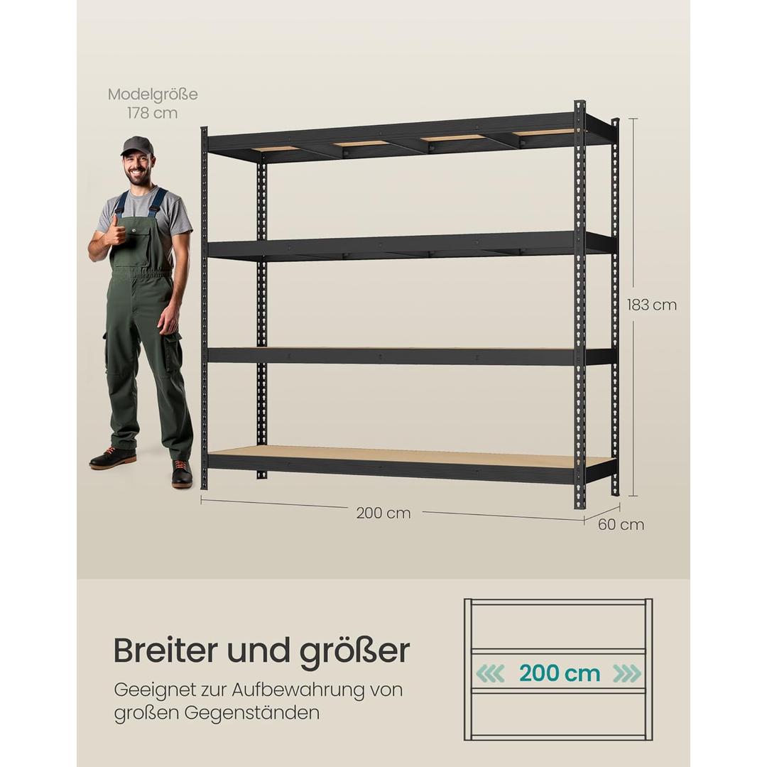 Kraftig Opbevaringsreol – 4 Justerbare Hylder – produktvisning 3 | Noreva Home