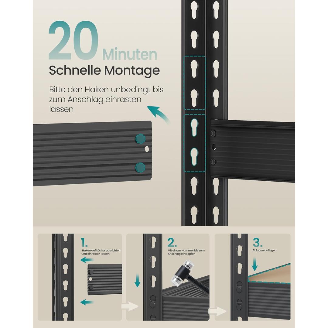 Kraftig Opbevaringsreol – 4 Justerbare Hylder – produktvisning 6 | Noreva Home