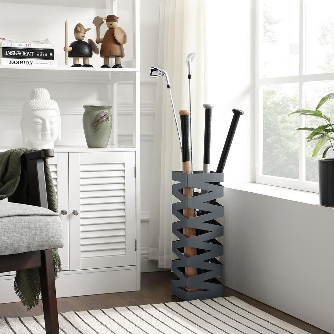 Kvadratisk Paraplystativ i Metal med Drypbakke og 4 Kroge – produktvisning 11 | Noreva Home