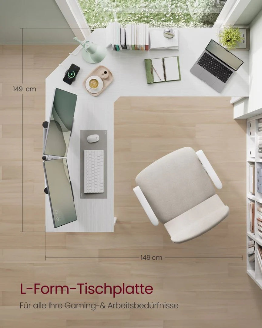 L-formet skrivebord med kabelstyring og hjørnedesign – produktvisning 9 | Noreva Home