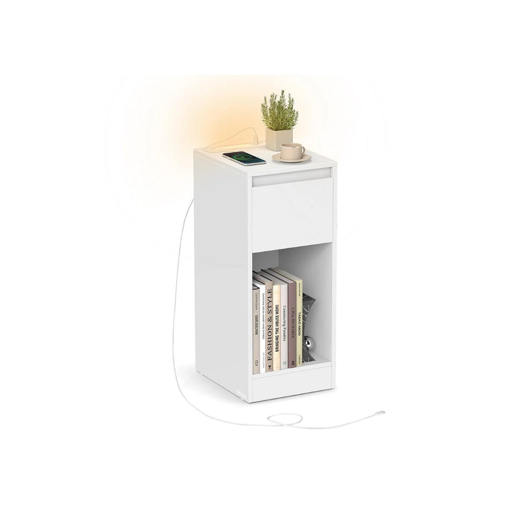 LED natbord med USB-porte og skuffe – produktvisning 1 | Noreva Home