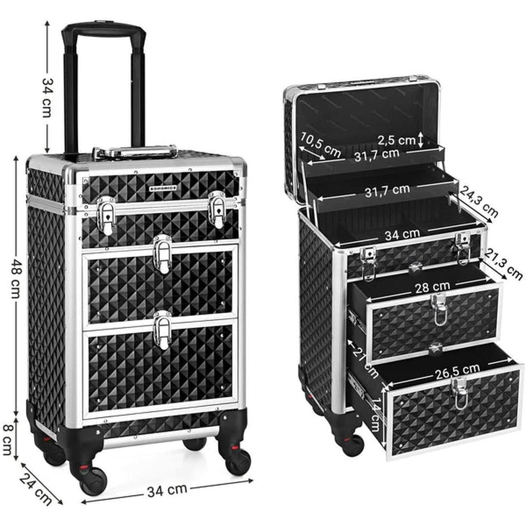 Makeup Trolley på Hjul – Kosmetikkuffert med Skuffer – produktvisning 7 | Noreva Home