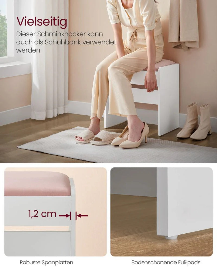 Makeupskammel i velour med træramme – produktvisning 3 | Noreva Home
