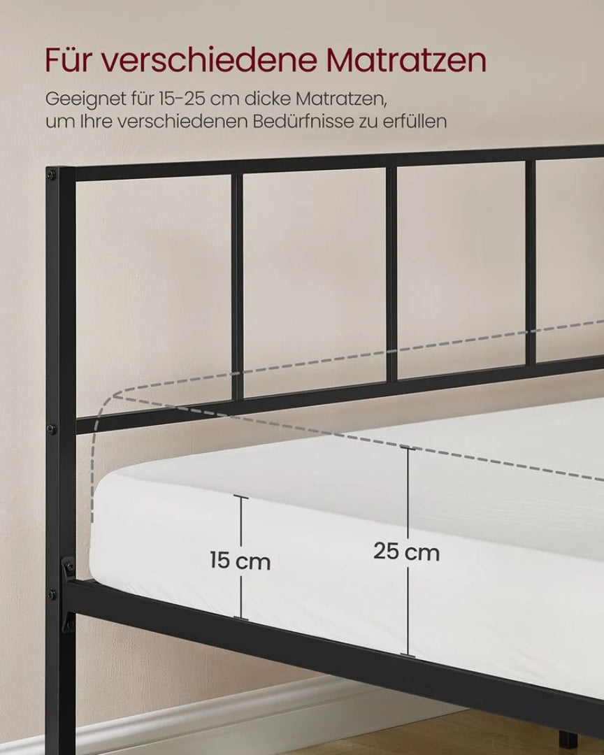 Metal sengestel 160x200 cm med opbevaringshylder sort – produktvisning 5 | Noreva Home