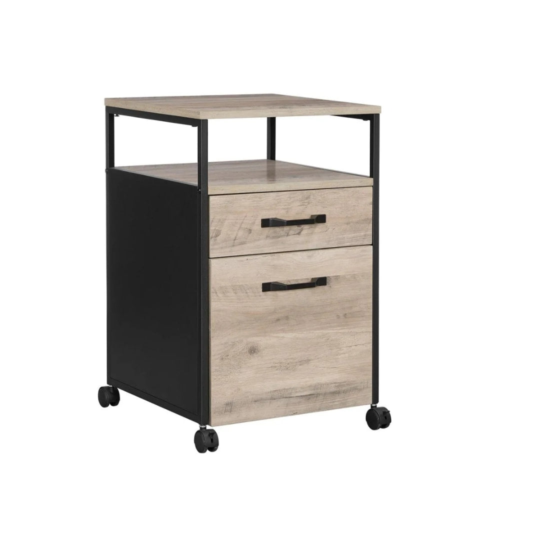 Mobil skuffeenhed med 2 skuffer og åben hylde – produktvisning 3 | Noreva Home