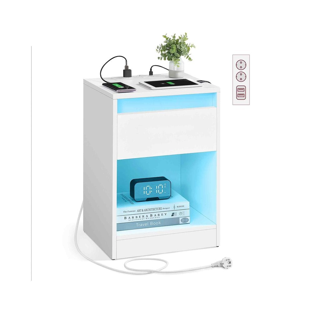 Natbord med Justerbar LED-belysning og Indbyggede Stikkontakter – produktvisning 2 | Noreva Home
