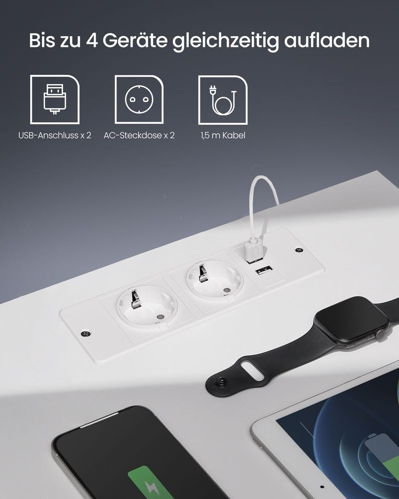 Natbord med Justerbar LED-belysning og Indbyggede Stikkontakter – produktvisning 11 | Noreva Home