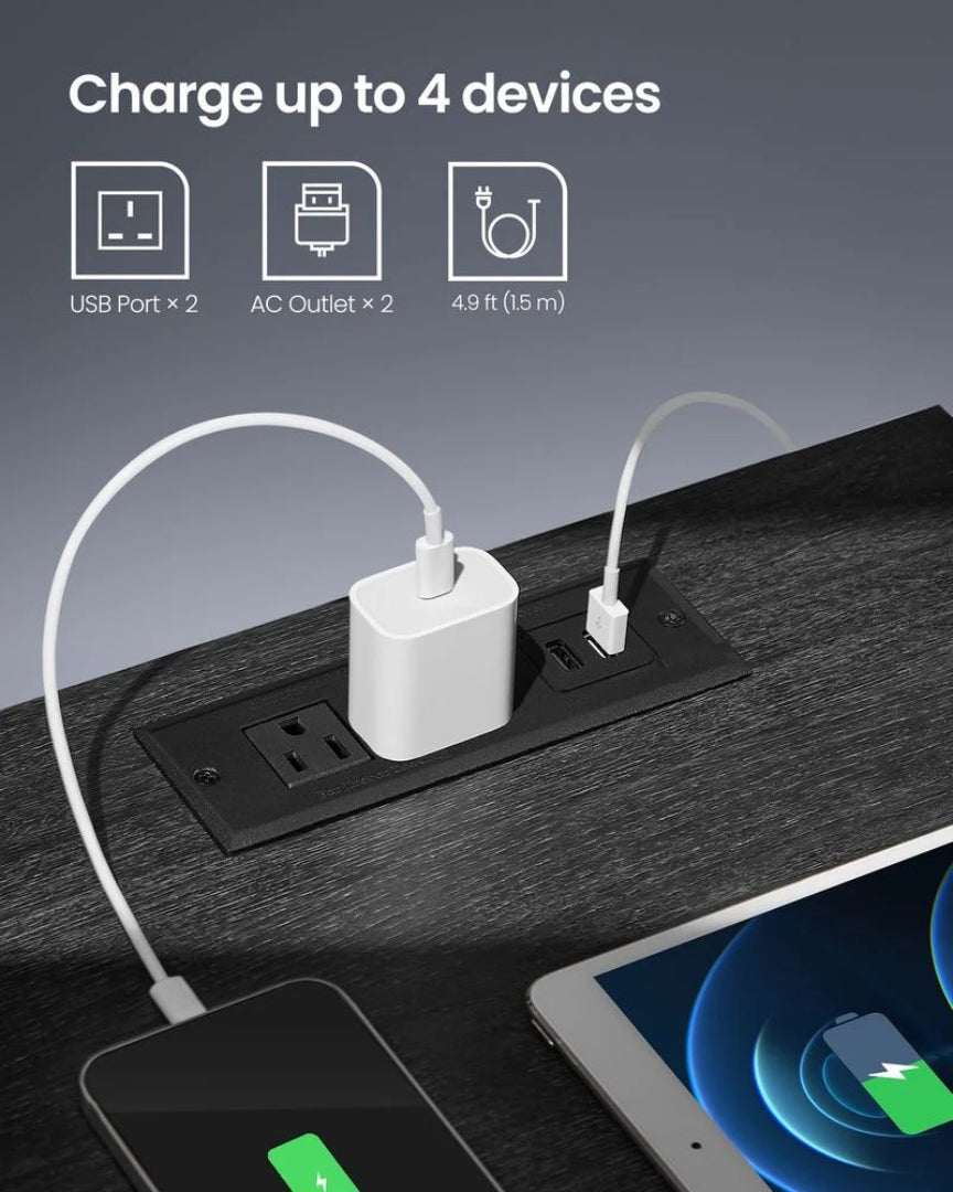 Natbord med ladestation, LED-lys og skuffe, produktvisning 11 | Noreva Home