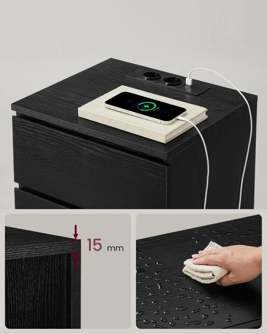 Natbord med ladestation og USB-porte – produktvisning 5 | Noreva Home