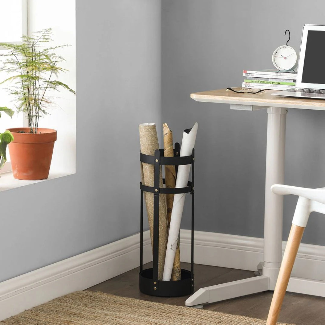 Paraplystativ i stål med drypbakke og kroge, produktvisning 3 | Noreva Home