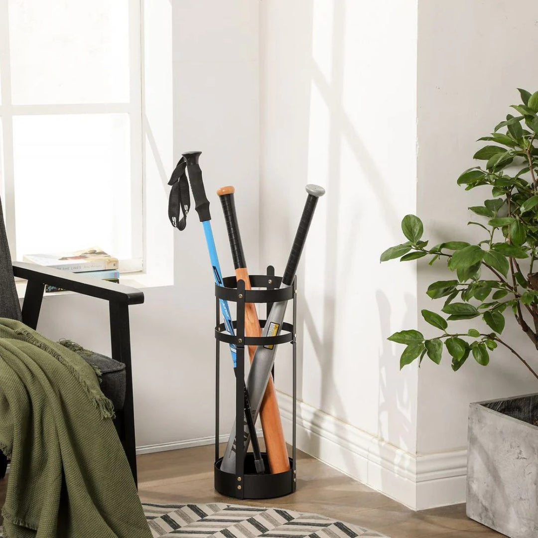 Paraplystativ i stål med drypbakke og kroge, produktvisning 4 | Noreva Home