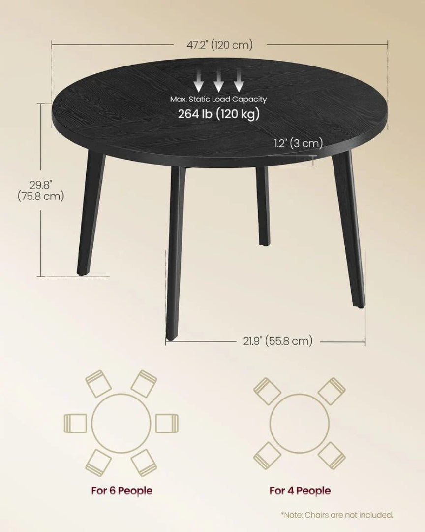 Rundt spisebord til 4 til 6 personer, 47,2 in i diameter, produktvisning 6 | Noreva Home