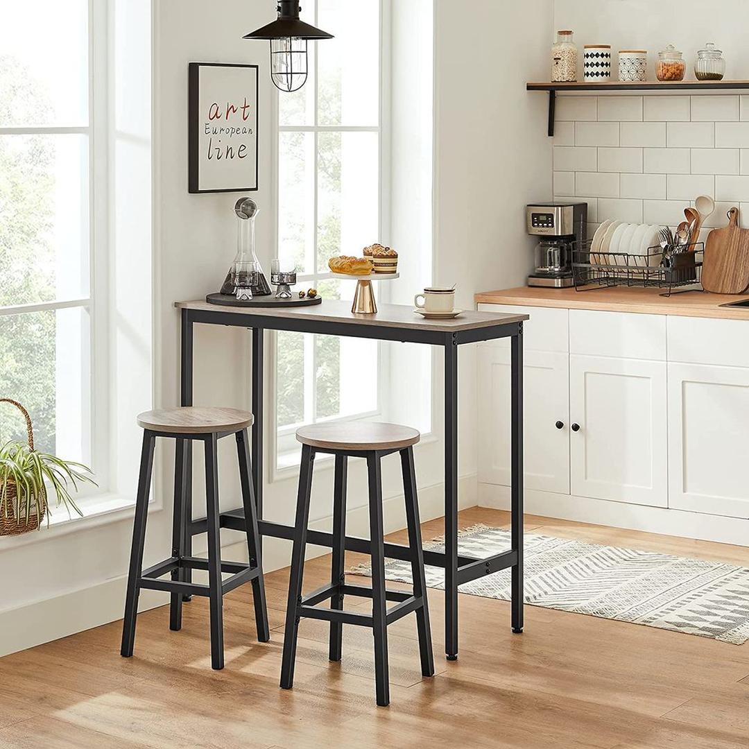 Sæt med 2 barkrukker med fodstøtte og metalstel – komfortable krukker til køkken eller bar – produktvisning 6 | Noreva Home