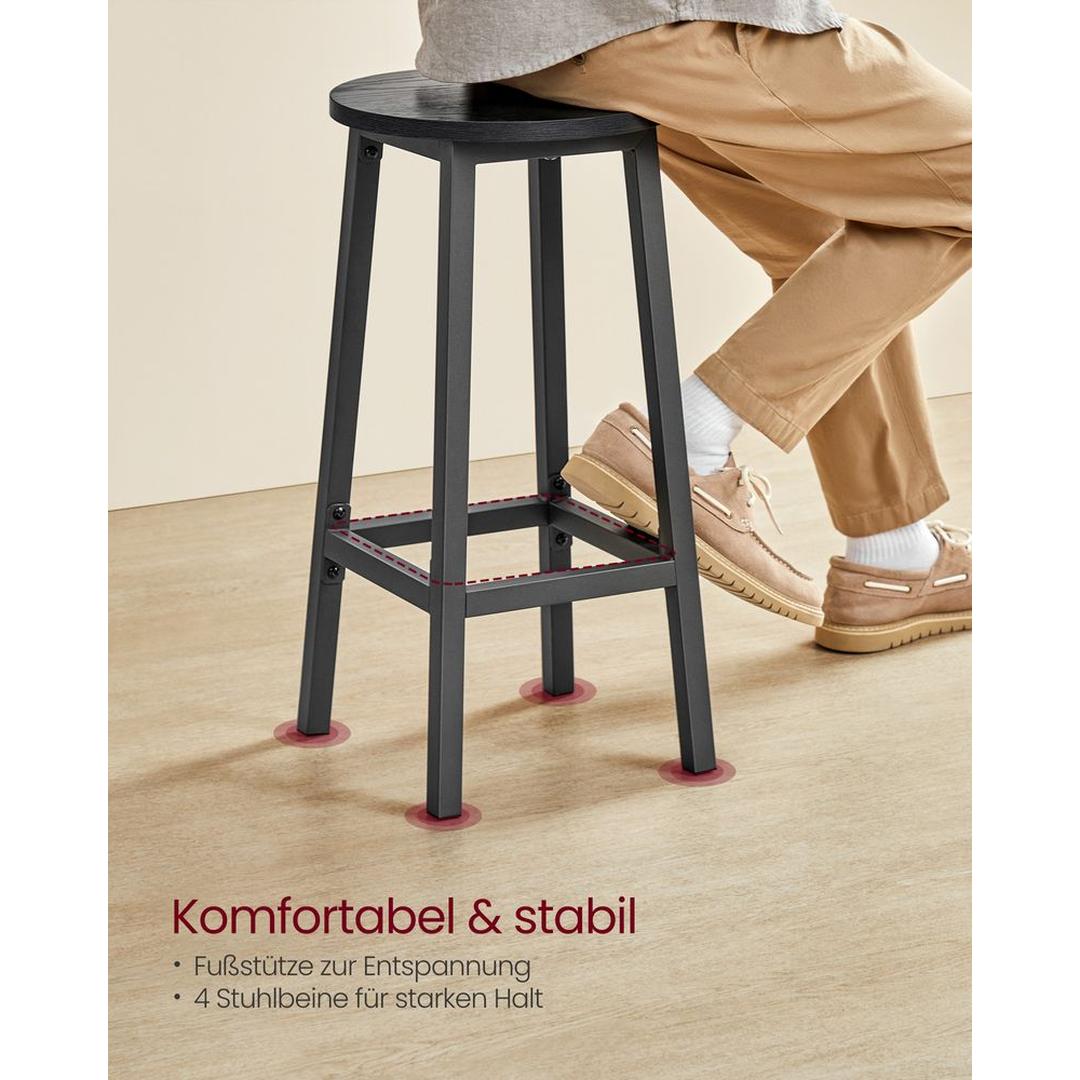 Sæt med 2 barkrukker med fodstøtte og metalstel – komfortable krukker til køkken eller bar – produktvisning 12 | Noreva Home