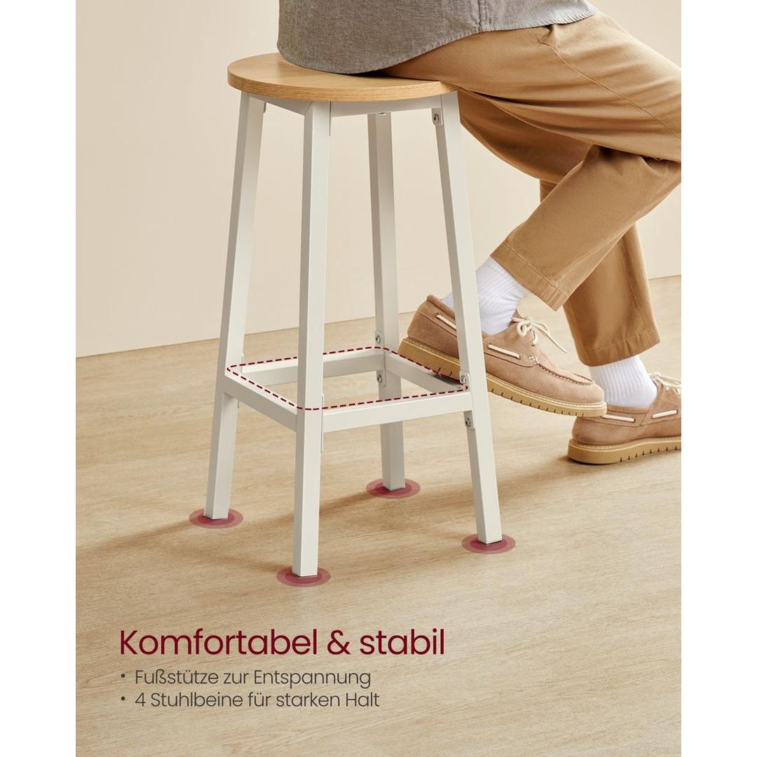 Sæt med 2 barkrukker med fodstøtte og metalstel – komfortable krukker til køkken eller bar – produktvisning 18 | Noreva Home