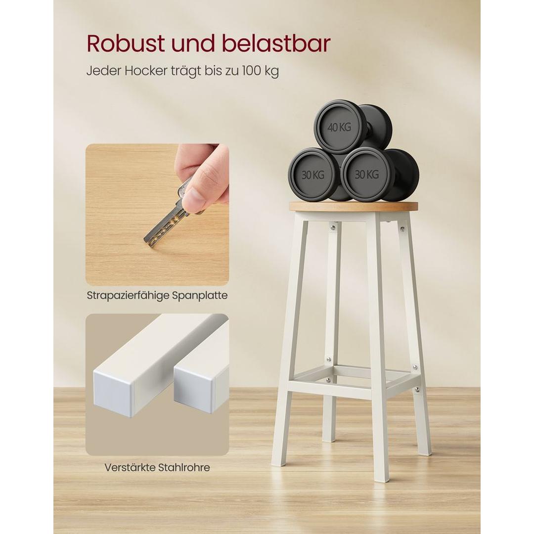 Sæt med 2 barkrukker med fodstøtte og metalstel – komfortable krukker til køkken eller bar – produktvisning 19 | Noreva Home