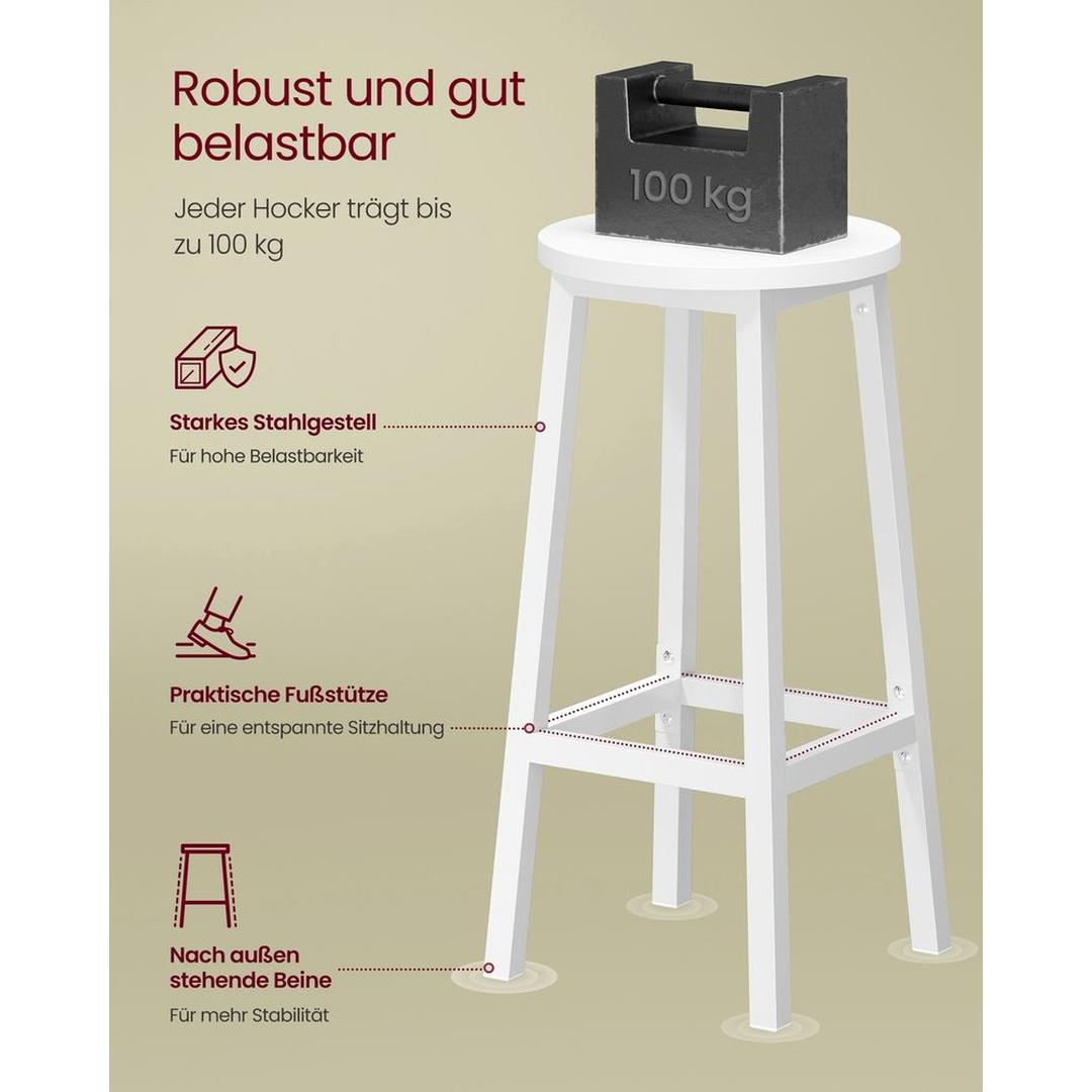 Sæt med 2 barkrukker med fodstøtte og metalstel – komfortable krukker til køkken eller bar – produktvisning 25 | Noreva Home