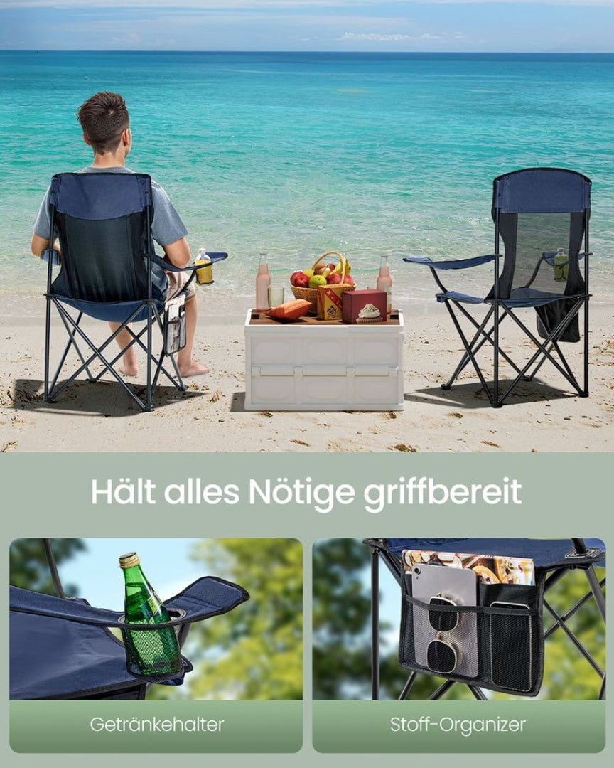 Sæt med 2 sammenklappelige campingstole med kopholder – produktvisning 7 | Noreva Home