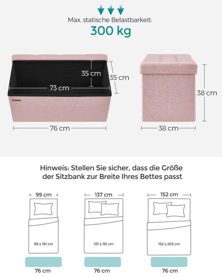 Sammenklappelig opbevaringsbænk med låg 300 kg kapacitet – produktvisning 22 | Noreva Home