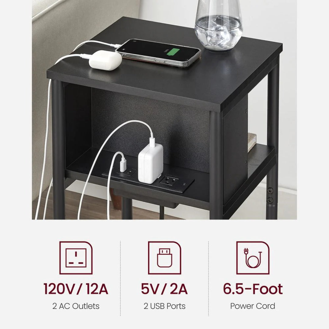 Sidebord i 3 niveauer med USB-porte og stikkontakter, produktvisning 9 | Noreva Home