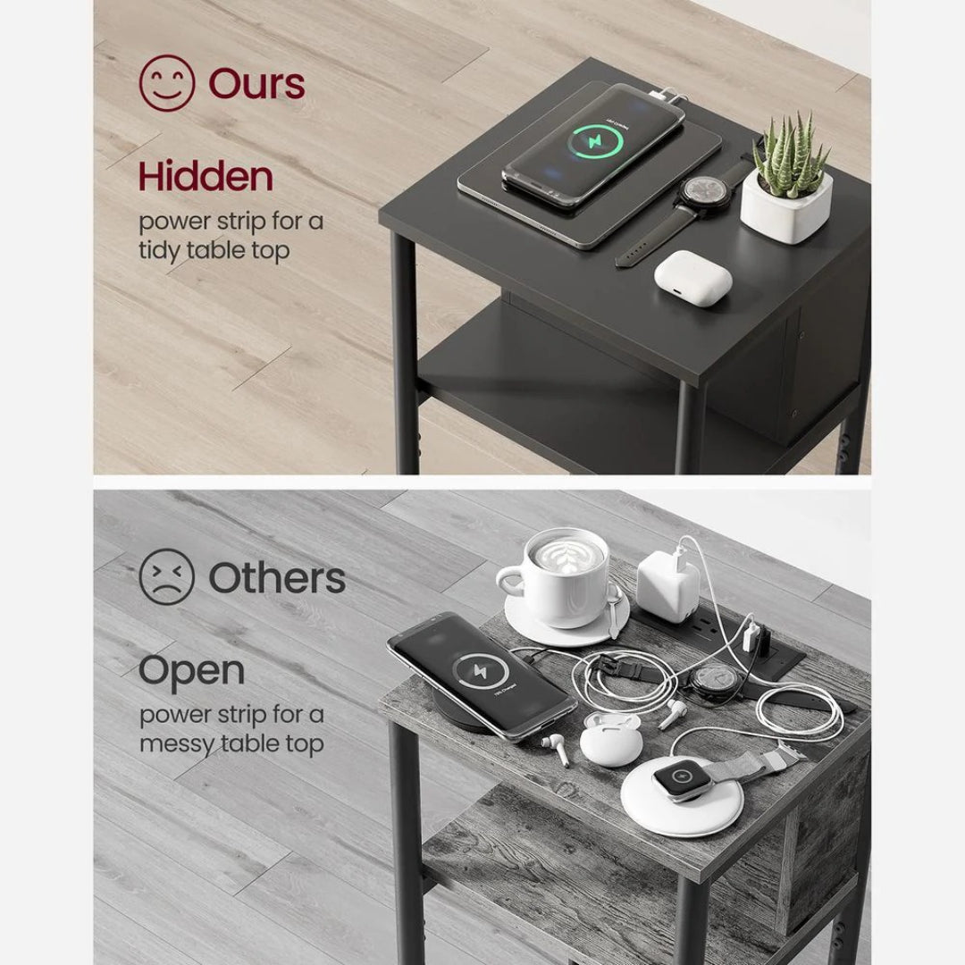 Sidebord i 3 niveauer med USB-porte og stikkontakter, produktvisning 10 | Noreva Home