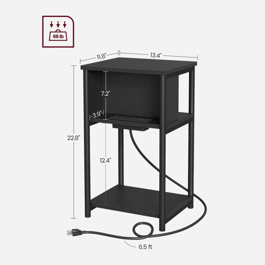 Sidebord i 3 niveauer med USB-porte og stikkontakter, produktvisning 11 | Noreva Home