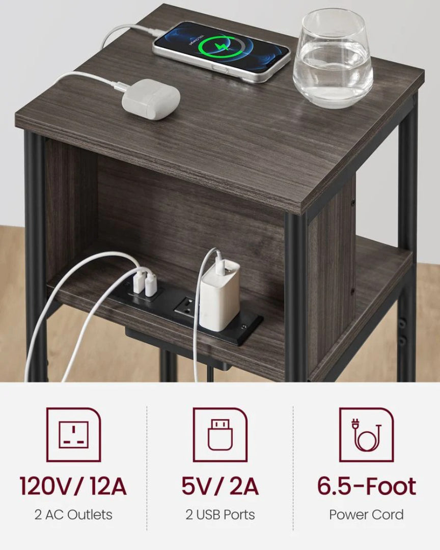 Sidebord i 3 niveauer med USB-porte og stikkontakter, produktvisning 18 | Noreva Home