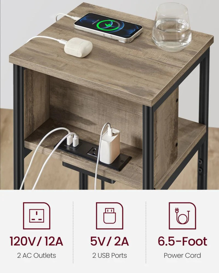 Sidebord i 3 niveauer med USB-porte og stikkontakter, produktvisning 23 | Noreva Home