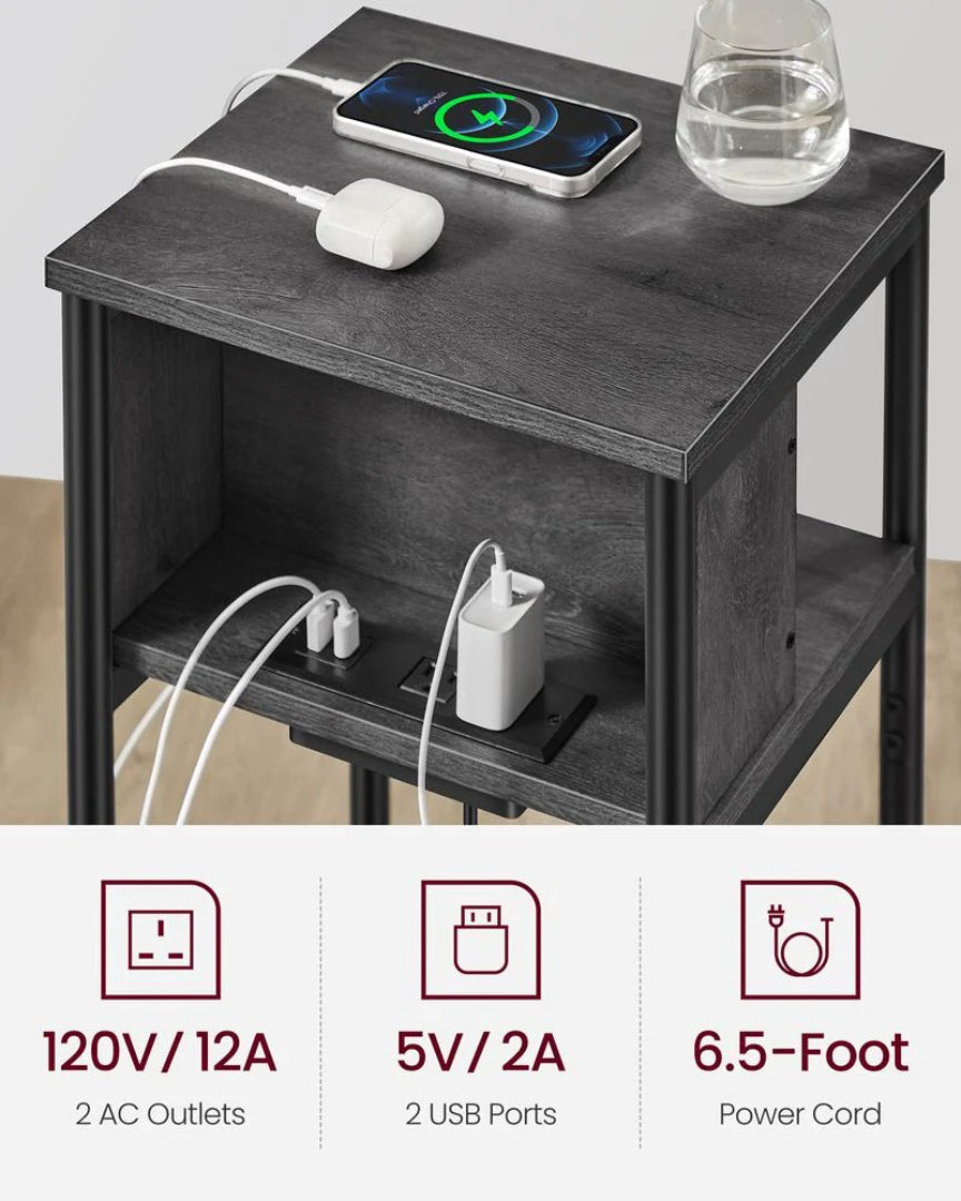 Sidebord i 3 niveauer med USB-porte og stikkontakter, produktvisning 40 | Noreva Home