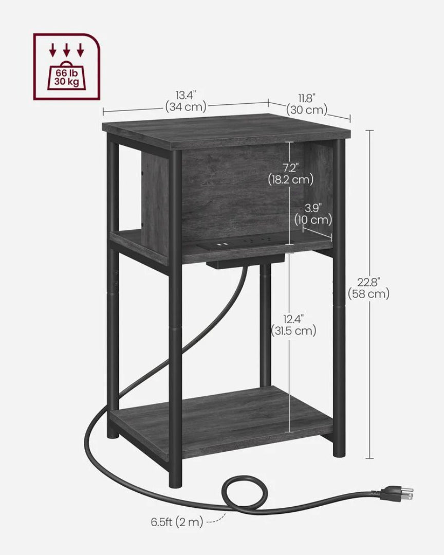Sidebord i 3 niveauer med USB-porte og stikkontakter, produktvisning 42 | Noreva Home