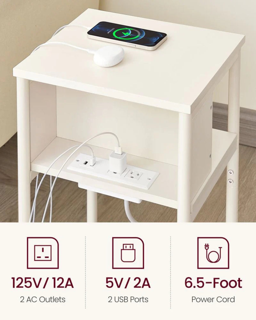 Sidebord i 3 niveauer med USB-porte og stikkontakter, produktvisning 45 | Noreva Home