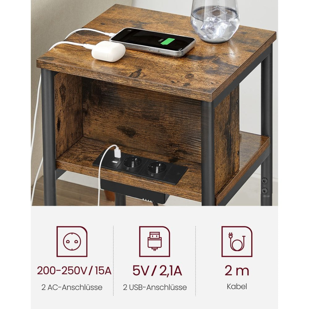 Sidebord med stikkontakt og USB-porte – produktvisning 3 | Noreva Home