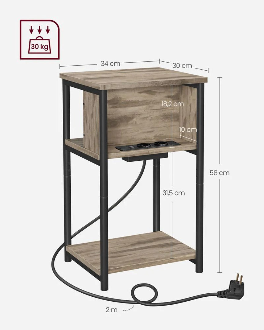 Sidebord med stikkontakt og USB-porte – produktvisning 5 | Noreva Home