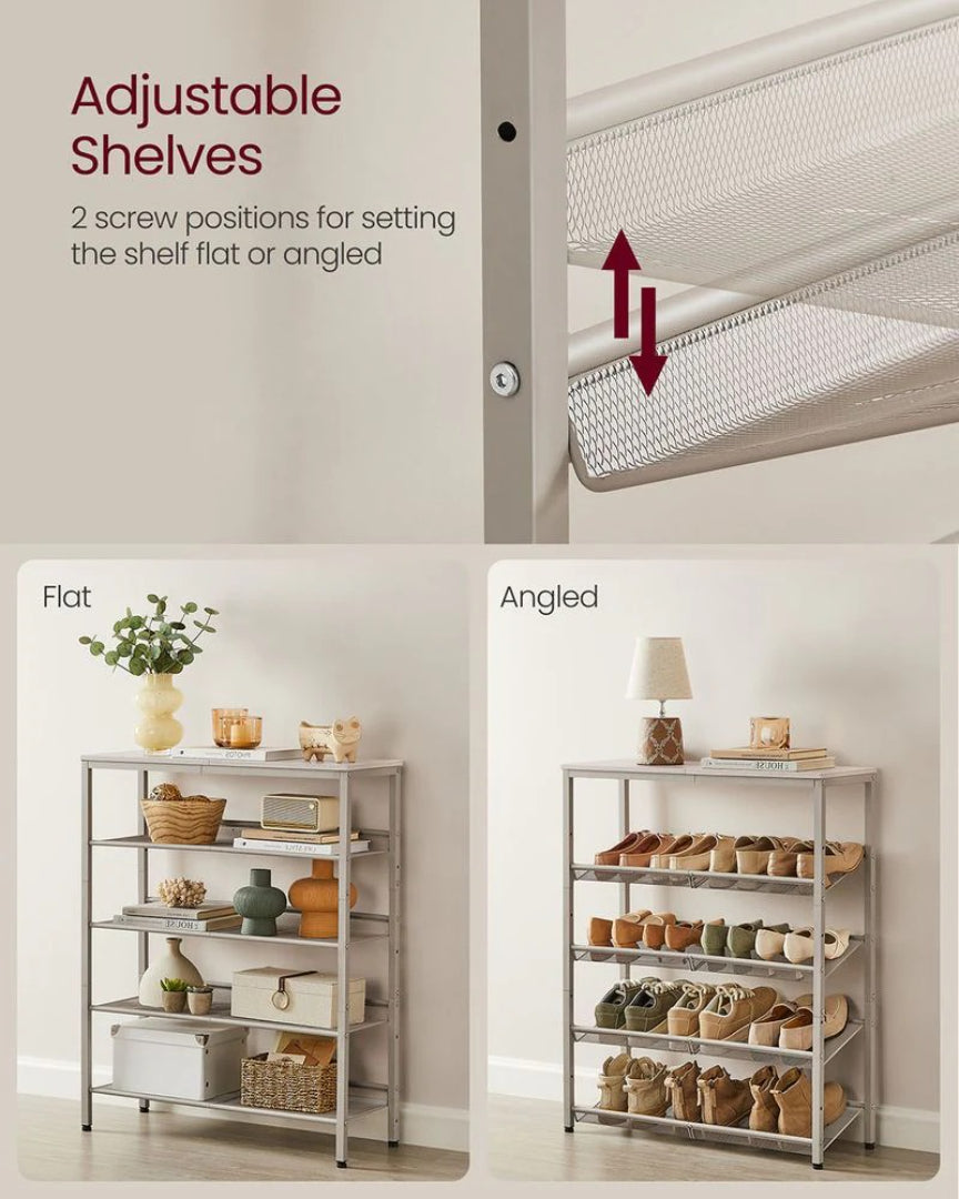 Skoreol med 5 niveauer, trådhylder og topplade, produktvisning 7 | Noreva Home