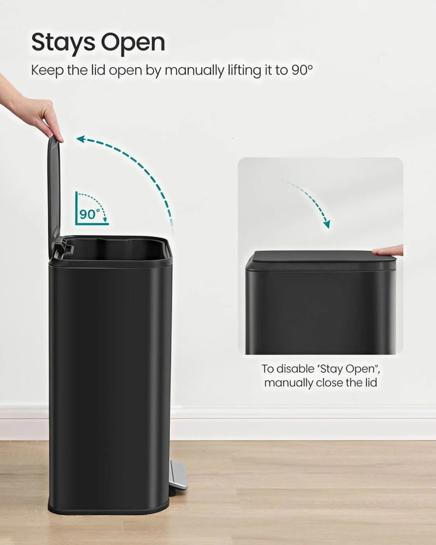 Skraldespand på 13 gallon i rustfrit stål med låg og inderspand, produktvisning 7 | Noreva Home