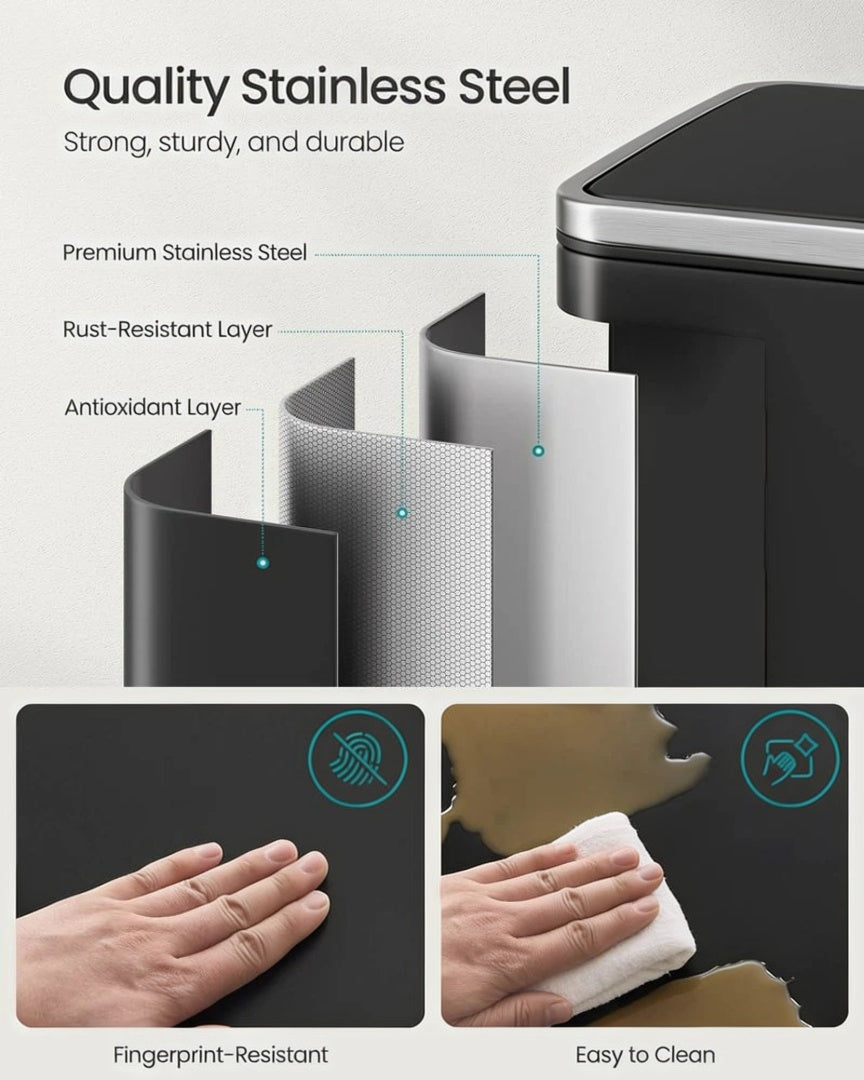 Skraldespand på 13 gallon med pedal, soft close-låg og medfølgende poser, produktvisning 13 | Noreva Home