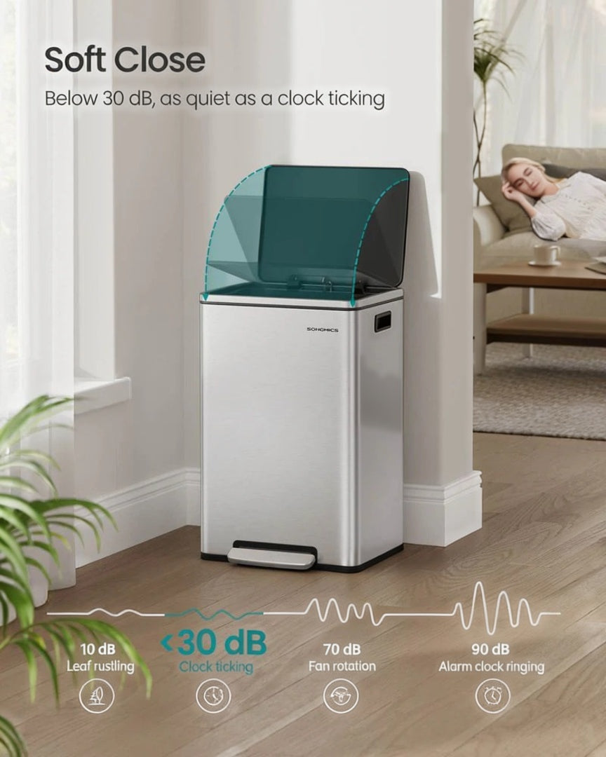 Skraldespand på 13 gallon med pedal, soft close-låg og medfølgende poser, produktvisning 17 | Noreva Home