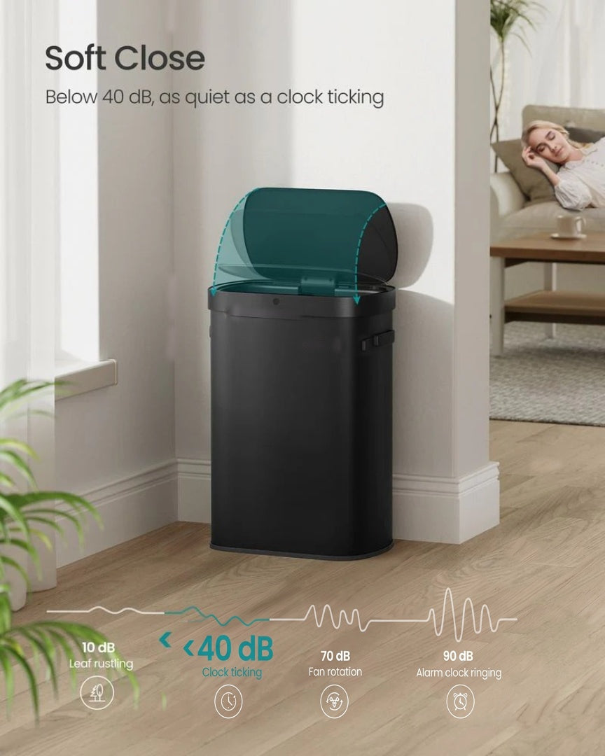 Skraldespand på 13 gallon med sensorlåg og soft close, rustfrit stål, produktvisning 5 | Noreva Home