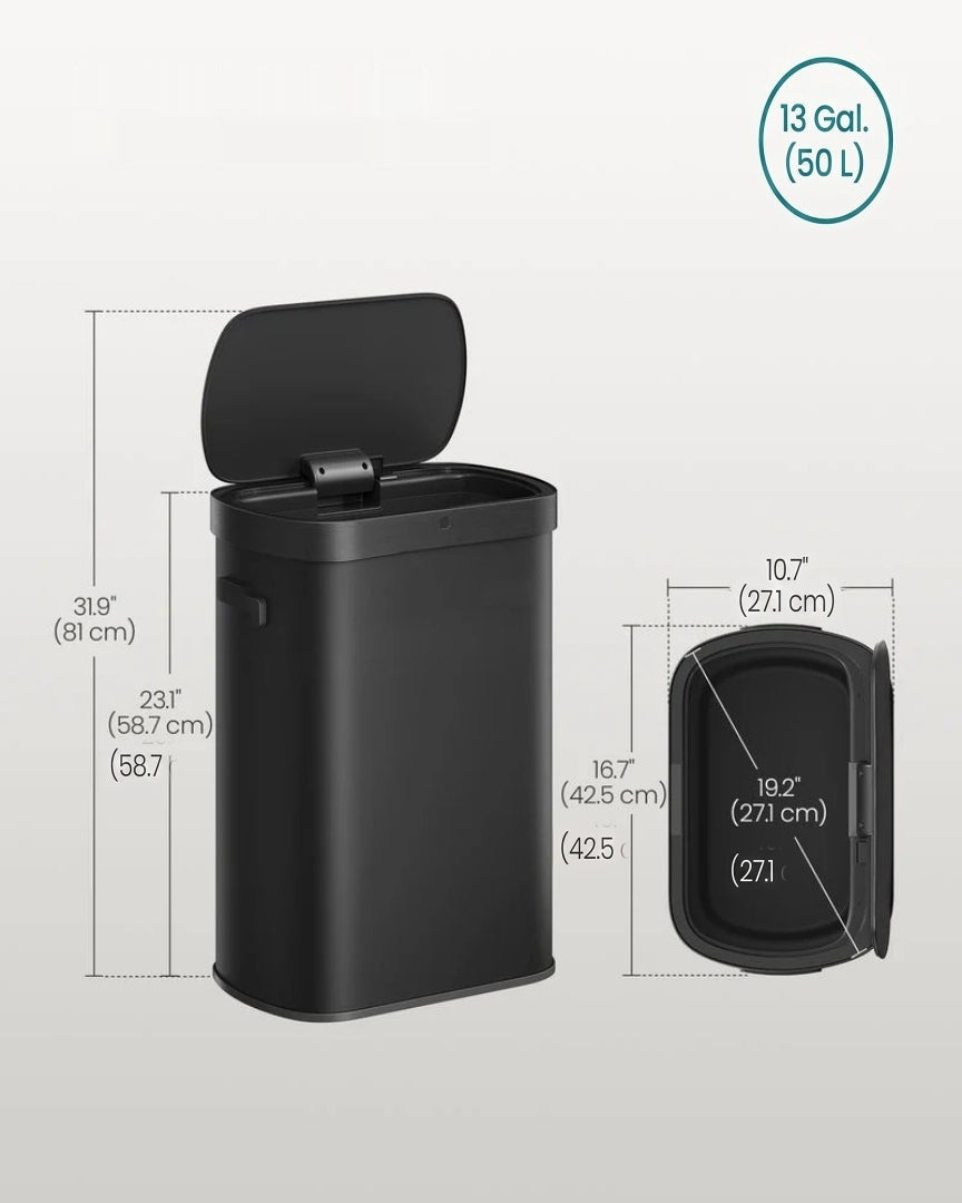 Skraldespand på 13 gallon med sensorlåg og soft close, rustfrit stål, produktvisning 8 | Noreva Home