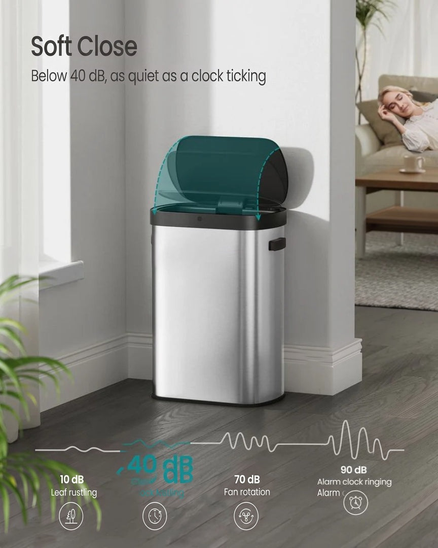 Skraldespand på 13 gallon med sensorlåg og soft close, rustfrit stål, produktvisning 10 | Noreva Home
