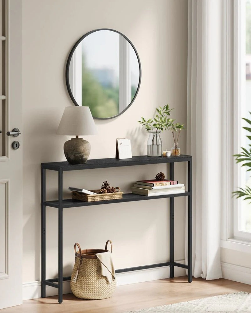 Smalt konsolbord med 2 niveauer og stålstel, produktvisning 5 | Noreva Home