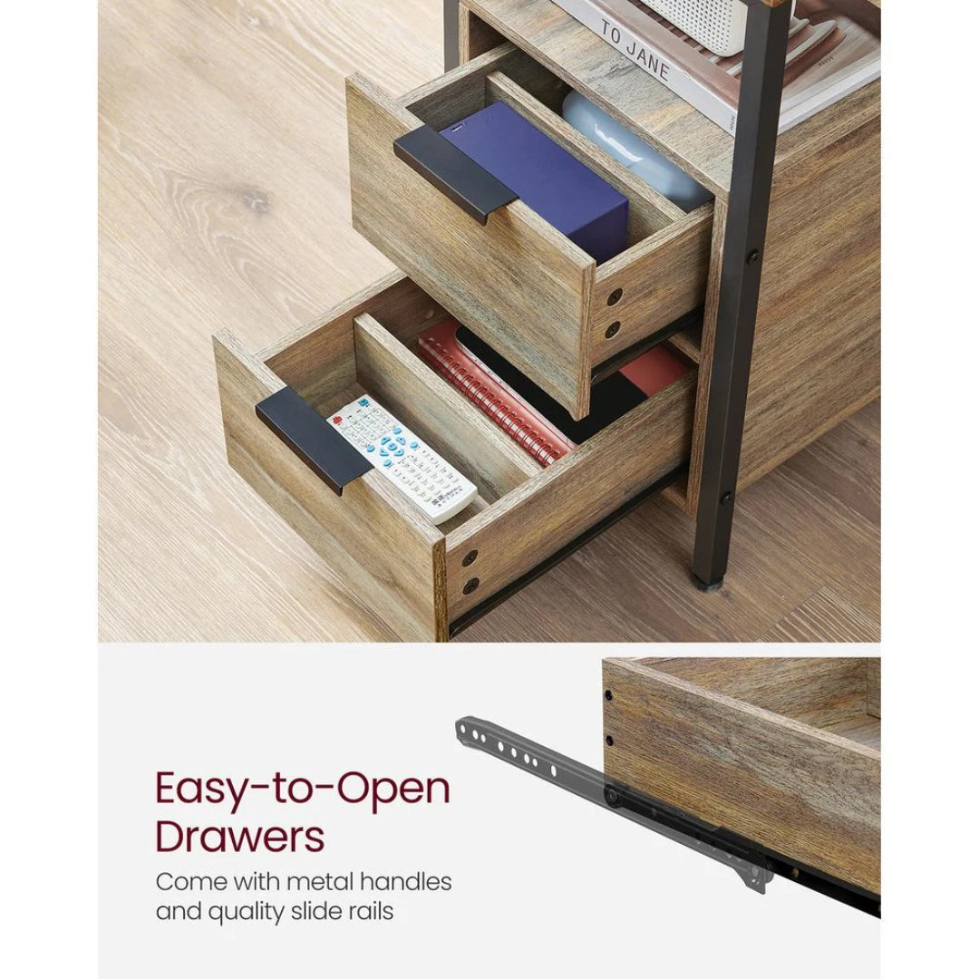 Smalt sidebord med ladestation, 2 skuffer og bladholder, produktvisning 16 | Noreva Home