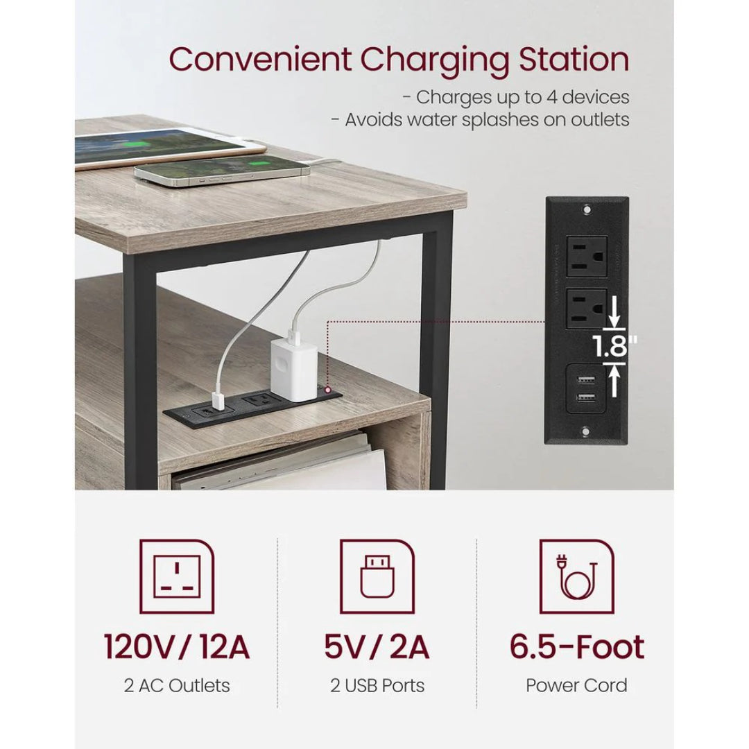 Smalt sidebord med ladestation, 2 skuffer og bladholder, produktvisning 27 | Noreva Home