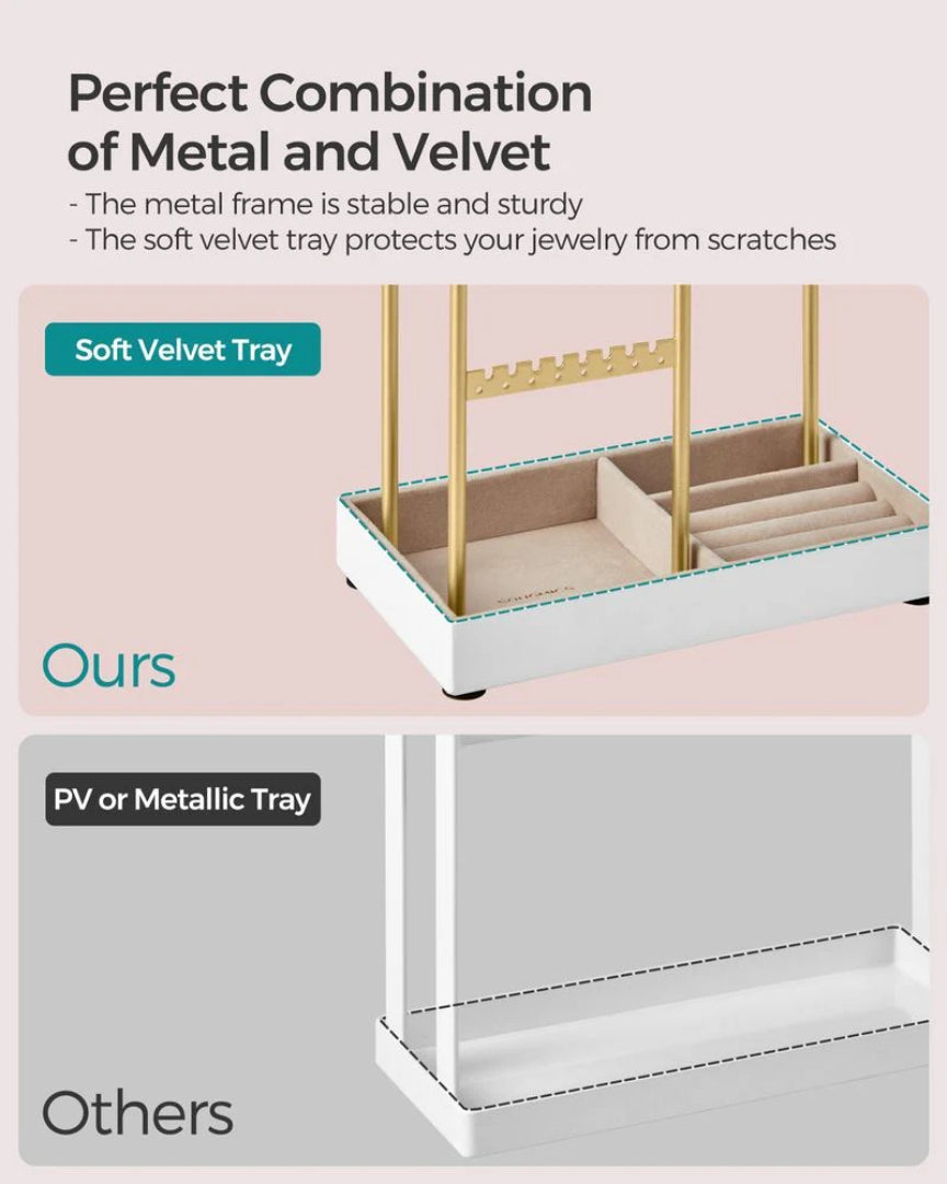 Smykkeholder i metal med dobbelt ophæng og velourbakke, produktvisning 11 | Noreva Home